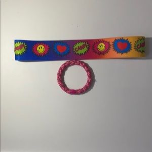 A headband and a hair tie